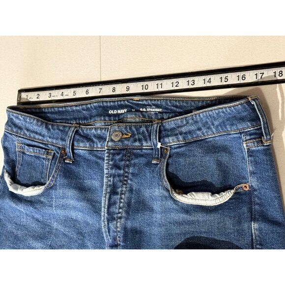 Old Navy High Rise OG Straight Jean Shorts Women 16 Blue Denim Cuffed - Picture 8 of 9